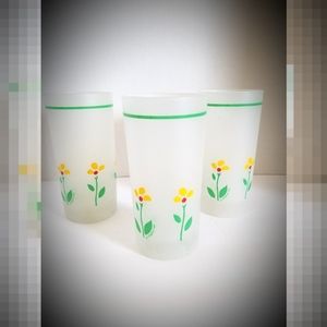 10 oz drinking glasses frosted vintage yellow